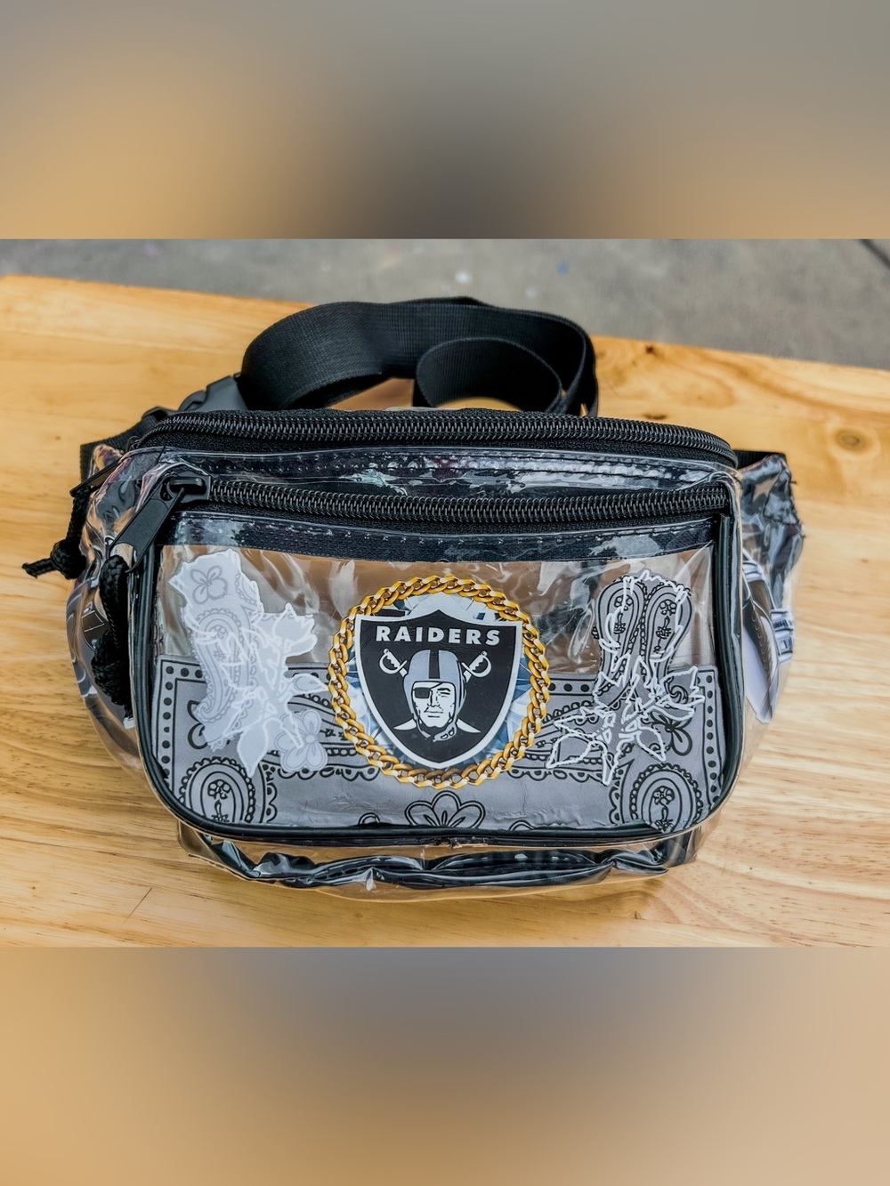 RAIDERS ‘Bandana Rose’ Clear Fanny Pack 8” - Black